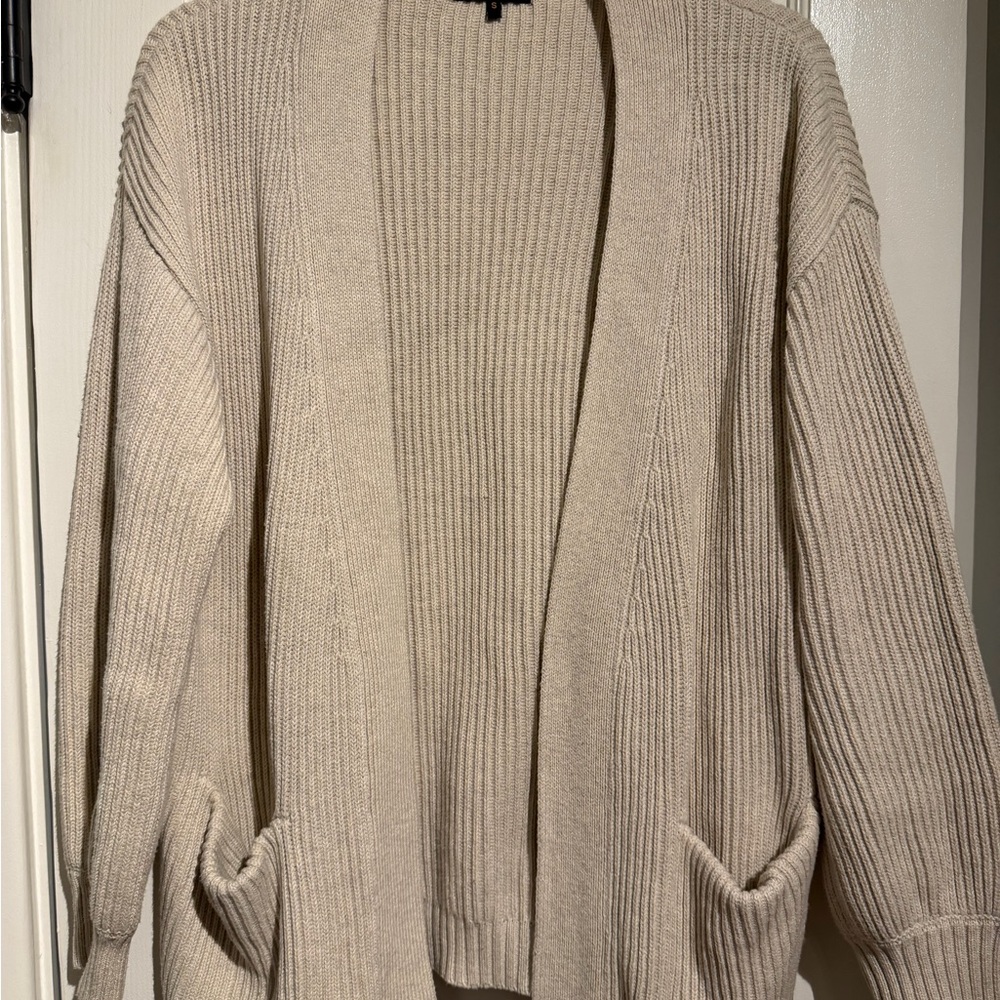 Quince Beige Knit Oversized Women's Cardigan Sweater Size S